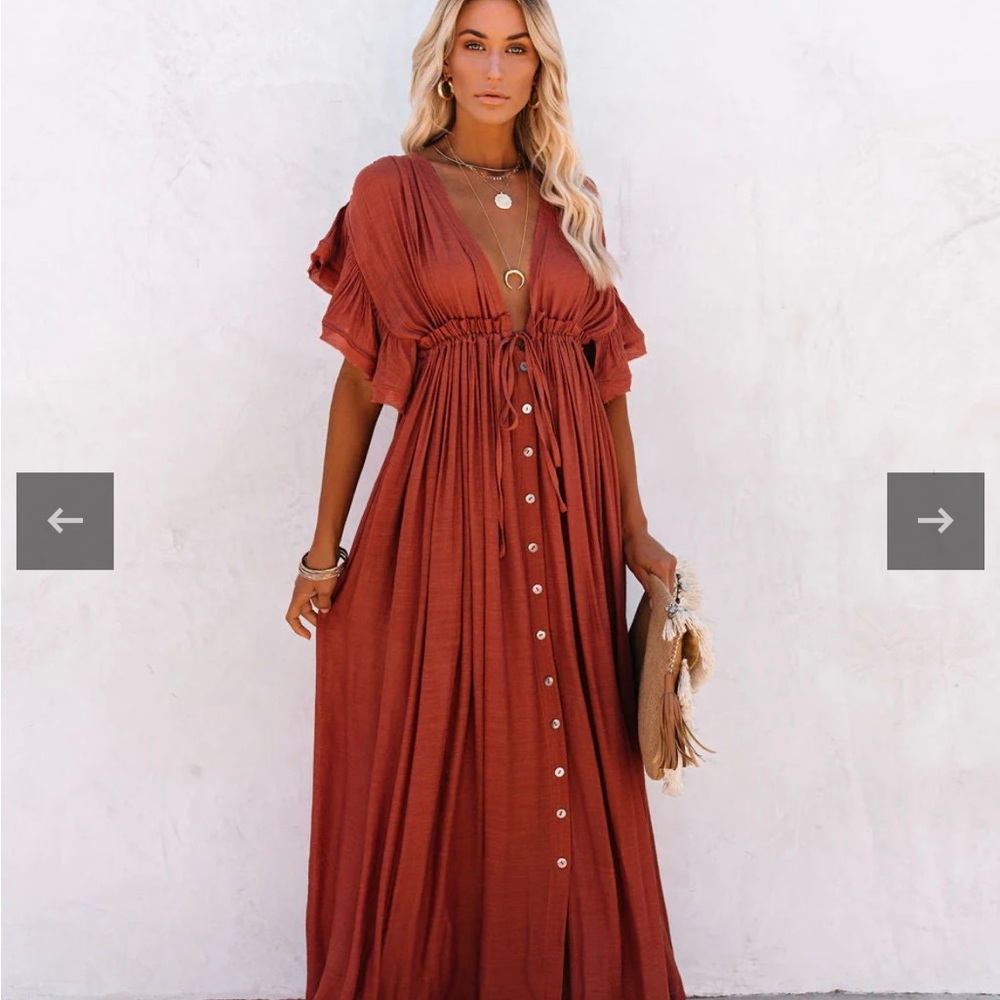 Boho Rust Maxi Dress - Picture 6 of 6